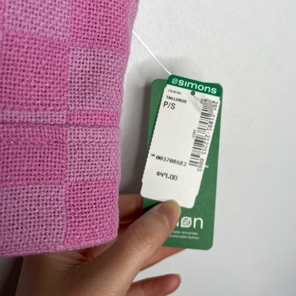 SIMONS cropped checkers jacquard pink bralette - Picture 3 of 7